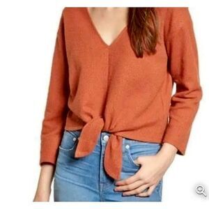 Madewell Textured Tie Front Top Rust Color size M